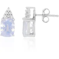 Cavill - Elegante 925 Sterling Zilveren Oorbellen - 2,26 ct Maanblauwe Kwarts - 0,219 ct Tanzaanse Zirkonen - Druppel Design