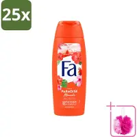 Fa 25 x - Paradise Moments - Douchecrème - Hibiscusbloem - 250 ml - Bulkverpakking - Douchecrème hibiscusbloem - Douchemop - Vegan douchecrème
