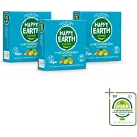 Happy Earth 3 x – Shower Bar – 100% Natuurlijk Cedar Lime – 90 g - Grootverpakking - Vaatwasstrips - Douchebar - Natuurlijke Douche - Ceder En Limoen - Sheaboter - Amandelolie