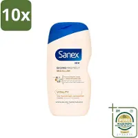 Sanex 10 x - BiomeProtect Micellair - Douchegel - Vitaliteit - 0% Sulfaat - Alle Huidtypes - 400 ml - Wasstrips - Huid Reinigen - Micellaire Douchegel - 0% Sulfaten - Huidbarrière - Huid Vitaliteit
