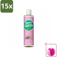 Happy Earth 15 x – Douchegel – 100% Natuurlijk Lavender Ylang – 300 ml - Bulkverpakking - Douche gel - Douchemop - Natuurlijke douche