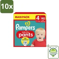 Pampers 10 x – Luierbroekjes – Baby Dry Pants Maat 4 – 90 Luiers - Grootverpakking - Vaatwasstrips - Baby Luier - Luierbroek - Droge Luier - Luier Voor Baby - Luier Voor Kind