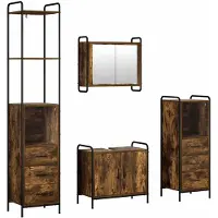 vidaXL Badkamerkast set 4 st Gerookt eiken 40 x 36 x 200,5 cm
