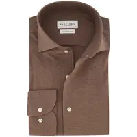 Profuomo Heren Overhemden Shirt One Piece Japanese Knitted - Bruin - Maat 41