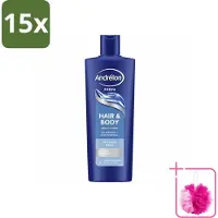 Andrélon 15 x – Shampoo – Hair & Body Men – 400 ml - Bulkverpakking - Mannelijke haar en huid verzorging - Douchemop - 2-in-1 shampoo en showergel