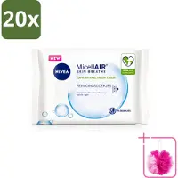 Nivea 20 x - Reinigingsdoekjes - 3-in-1 Micellaire Doekjes - Verwijdert Waterbestendige Make-up - 25 Doekjes - Bulkverpakking - Reinigingsdoekjes - Douchemop - Huidverzorging