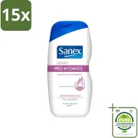 Sanex 15 x Dermo - Pro Hydraterend - Douchecrème - Zeer Droge Huid - 500 ml - Grootverpakking - Vaatwasstrips - Hydratatie Huid - Droge Huid - Douchecrème - Huidbescherming - Dermo Active 3 Complex