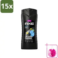 Axe 15 x XL - 3-in-1 Douchegel - Alaska - Ocean Air & Bergamot - 12hrs Long Lasting Scent - 400 ml - Bulkverpakking - Douchegel - Douchemop - Oceaanlucht