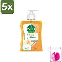 Dettol 5 x - Handzeep - Nourish - Honing & Vanille - 250 ml - Bulkverpakking - Handzeep - Douchemop - Antibacteriële handzeep