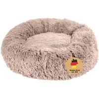 Intirilife pluche pluche bed in beige diameter 60 cm - Zacht rond antislip hondenbed kattenbed kussen comfortabele hondenbank kattenbank voor honden en katten