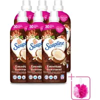 Soupline 6 x – Wasverzachter – Verwarmende Kokosnoot & Witte Bloemen – 950 ml - Bulkverpakking - Wasverzachter - Douchemop - Kokosnoot