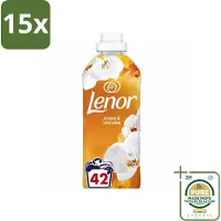 Lenor 15 x - Wasverzachter - Amber & Orchidee - Fris & Zacht - 42 Wasbeurten - Wasstrips - Wasverzachter - Fris - Ontspannen - Geur - Wasgeur