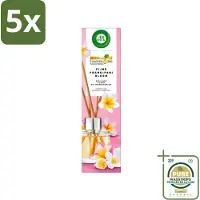 Air Wick 5 x - Geurstokjes - Delicate Frangipani Bloemen - Essentiële Oliën - 40 ml - Wasstrips - Geurstokjes - Geurverspreider - Frangipani - Bloemige Geur - Essentiële Oliën
