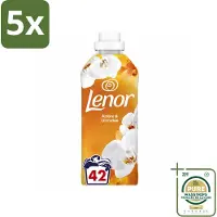 Lenor 5 x - Wasverzachter - Amber & Orchidee - Fris & Zacht - 42 Wasbeurten - Wasstrips - Wasverzachter - Fris - Ontspannen - Geur - Wasgeur