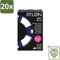 Dylon 20 x - Textielverf - Navy Blue - All-in-One - Inclusief Zout - 350g - Wasstrips - Textielverf - Kleding Verven - Kleurstof - Katoen Verven - Stof Verven