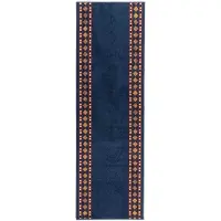 vidaXL - Lopers - Tapijt - FLORNES - Geweven - Blauw - Diamanten - 67 - x - 250 - cm - PP