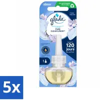Glade 5 x - Navulling Elektrische Olie - Pure Clean Linen - Zonder Houder - Voordeelverpakking - 5 stuks