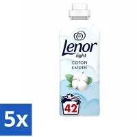 Lenor 5 x Light - Wasverzachter - Katoen - Fris & Zacht - 42 Wasbeurten - Voordeelverpakking - 5 stuks