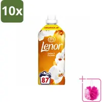 Lenor 10 x - Wasverzachter - Amber & Orchidee - Fris & Zacht - 87 Wasbeurten - Bulkverpakking - Wasverzachter - Douchemop - Geur