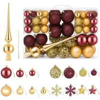 vidaXL Kerstballenset 111 st Goud en wijnrood 6 cm Polystyreen