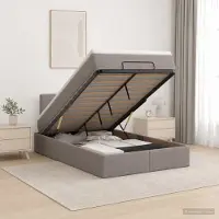 vidaXL Ottoman bed met matras met hoofdeinde Taupe 120 x 200 cm Stof