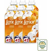 Lenor 6 x - Wasverzachter - Amber & Orchidee - Fris & Zacht - 42 Wasbeurten - Wasstrips - Wasverzachter - Fris - Ontspannen - Geur - Wasgeur