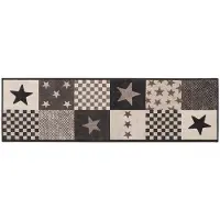 vidaXL Keuken Tapijt grijze sterren 300 x 60 cm 100% Polyamide Wasbaar