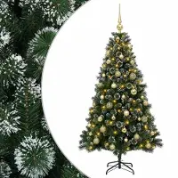 vidaXL Kunstkerstboom met kerstballen 120 cm 150 LED's Warmwit