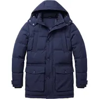Local Fanatic Parka Jas - Heren Lange Winterjas met Capuchon - Gewatteerde Jassen voor Winter - GS18667- Blauw