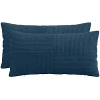 vidaXL Kussensloop 2 st ALMELO Marineblauw 40 x 80 cm corduroy