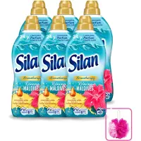 Silan 6 x Aromatherapy - Wasverzachter - Relaxing Maldives - Essentiële Oliën en Langdurige Parfum - 48 Wasbeurten - 1.056L - Bulkverpakking - Wasverzachter - Douchemop - Tropische geur