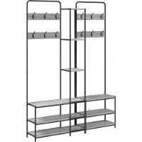 vidaXL Kapstok met schoenenbank Grijs Sonoma 143 x 30 x 199,5 cm