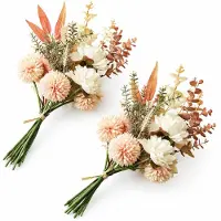 VHV - Kunstbloemen - 2 stuks - Kunstplanten - Kunstmatige paardenbloemen - Perzikbloemarrangement - Decoratie voor thuis - Valentijn cadeau - thuis