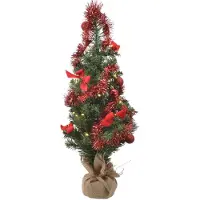 Kaemingk Mini kerstboom tafelboom mini D-H-Z boom h60 cm-20L groen/rood Everlands