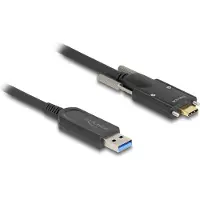DeLOCK - USB-kabel - USB Type A (mannelijk) naar 24-pins USB-C (mannelijk), schroefbaar - USB 2.0 - 5 meter - Actieve optische kabel (AOC), USB 3.2 Gen 2 (tot 10 Gbit/s) - Zwart