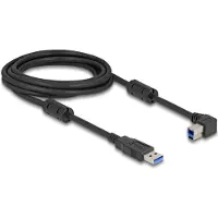DeLOCK USB-A - USB-B haaks (links) kabel | USB3.0 5 Gbps | 10W | zwart | 3 meter