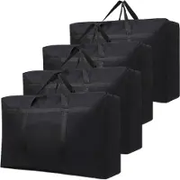Famanu – 4 Stuks Opbergzakken met Rits, 120L, Waterdicht Oxford, Zwart