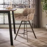 Hoyz Collection - Barstoel Rova - Bruin - 52x56x95 cm - Set van 2