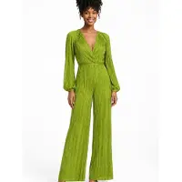 Fulgor Jumpsuit 'Macacão Isolde em Plissado Luxe' groen