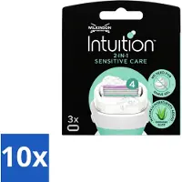 Wilkinson 10 x – Scheermesjes – Intuition Dry Skin Sensitive Care – 3 Scheermesjes - Voordeelverpakking - 10 stuks
