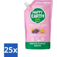 Happy Earth 25 x – Handzeep Navulling – 100% Natuurlijk Lavender Ylang – 600 ml - Voordeelverpakking - 25 stuks