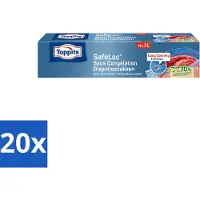 Toppits 20 x – Safeloc Zip-Diepvrieszakken – 3 Liter – 15 Zakjes - Voordeelverpakking - 20 stuks