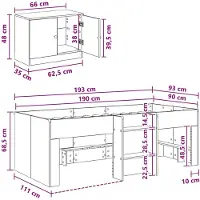 vidaXL Loft Bed Frame met Kast 3 st Artisanaal eiken Bewerkt hout