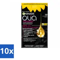 Garnier 10 x - Olia 1 - Haarkleuring - Zwart - Zonder Ammoniak - Intense Langhoudende Kleur - 100% Grijsdekking - Voordeelverpakking - 10 stuks