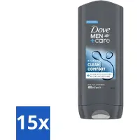 Dove 15 x - Douchegel - Men+ Care Clean Comfort - Comfort en verzorging - 400 ml - Voordeelverpakking - 15 stuks