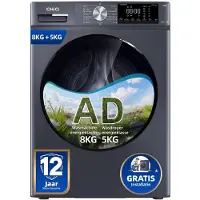 Chiq CW85862HX - Was-droogcombinatie - 8+5KG - OneTouch Smart Wash - 15 programma's - Stoom & Allergiezorg - Klasse A/D - 12 jaar garantie op motor - 2026 Nieuw