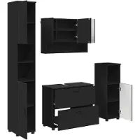 vidaXL Badkamermeubel Set 4 st Zwart 35 x 30 x 192 cm
