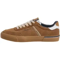 Pepe Jeans Heren Suède leren sneakers Kenton Suede camel (45), Beige, Plat, Veters, Casual PMS300032