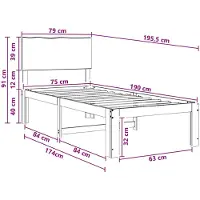 vidaXL Eenpersoonsbed met hoofdbord ROSTOCK Donkerbruin 75 x 190 cm