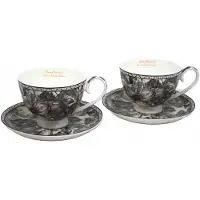 Queen Isabell Set van 2 Porseleinen Kopjes met Schotels 250ml - Elegante Cadeau